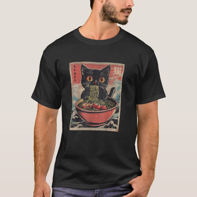 Camiseta Ramen Cat: The Great Noodle Wave (Anverso)