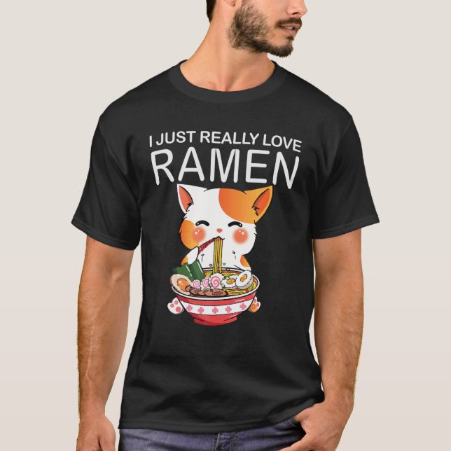 Camiseta Ramen Cats Kawaii Anime Chicas de comida japonesa (Anverso)