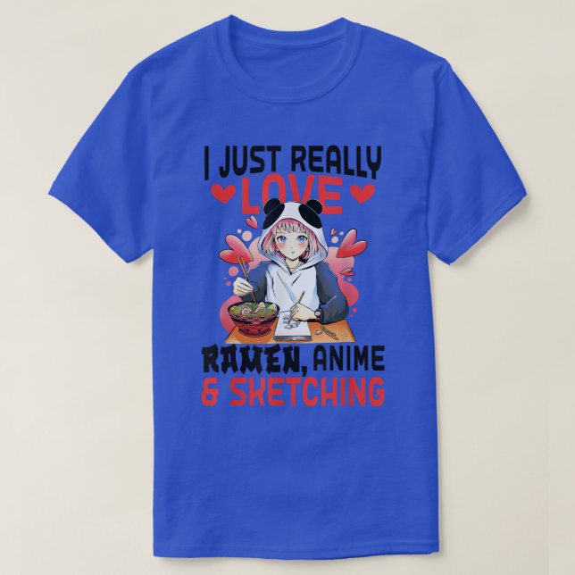 Camiseta Ramen Chica Sketching Anime (Diseño del anverso)