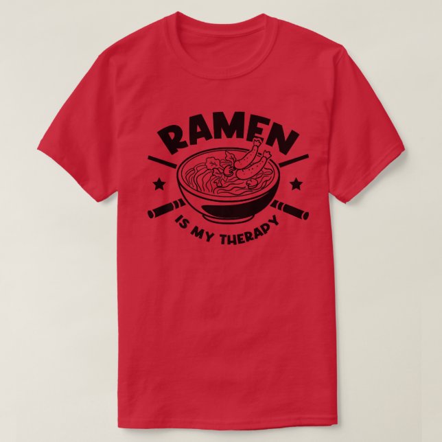 Camiseta Ramen como terapia cita irónica la comida japonesa (Diseño del anverso)