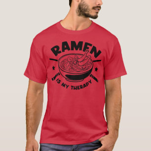 Camiseta Ramen como terapia cita irónica la comida japonesa