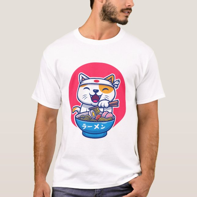 Camiseta Ramen cute Cat (Anverso)