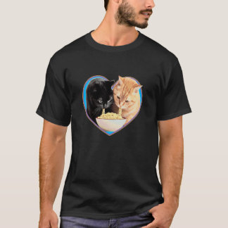 Camiseta Ramen de fideos corazón de gato negro y naranja am