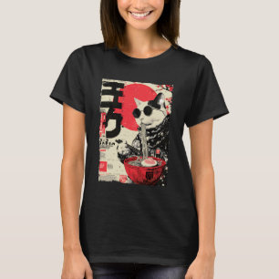 Camiseta Ramen de gato estética ciberpunk futurista japones