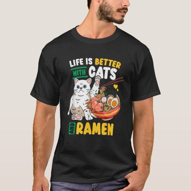 Camiseta Ramen de gato Kawaii  (Anverso)