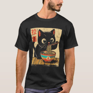Camiseta Ramen de gato negro Kitten Kawaii comida japonesa