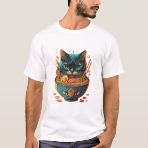 Camiseta ramen de gato, ramen de alimentación de felino, ra