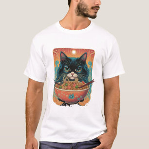 Camiseta ramen de gato, ramen de alimentación de felino, ra
