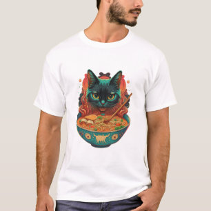 Camiseta ramen de gato, ramen de alimentación de felino, ra
