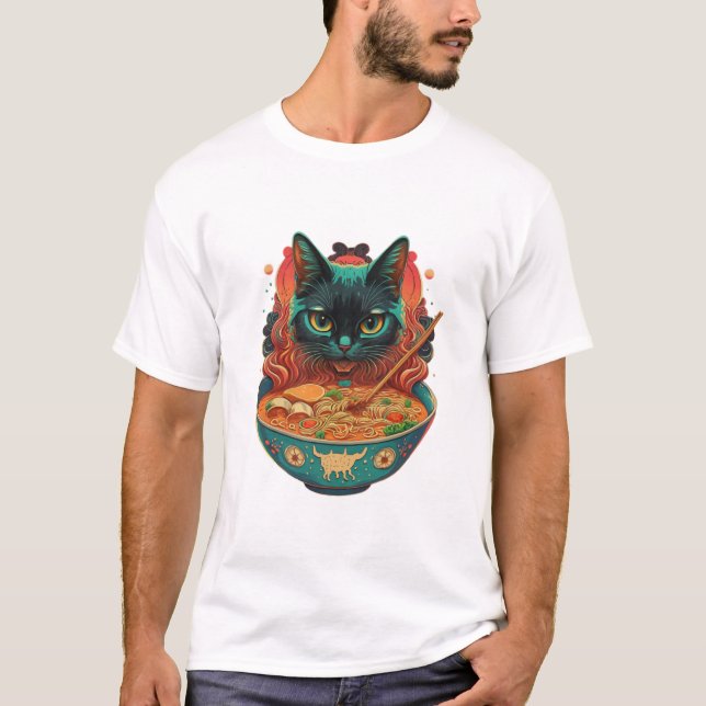 Camiseta ramen de gato, ramen de alimentación de felino, ra (Anverso)