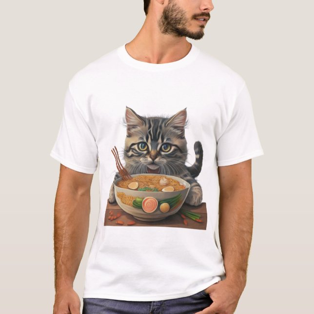 Camiseta ramen de gato, ramen de alimentación de felino, ra (Anverso)