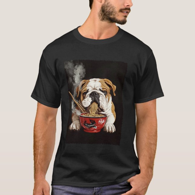 Camiseta Ramen de perro Bulldog inglés (Anverso)