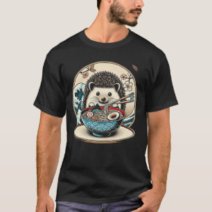 Camiseta Ramen Eating Hedgehog - Adorable Foodie