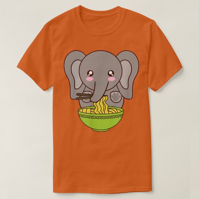 Camiseta Ramen Elephant Kawaii Japanese Anime Cute Kimchi N (Diseño del anverso)