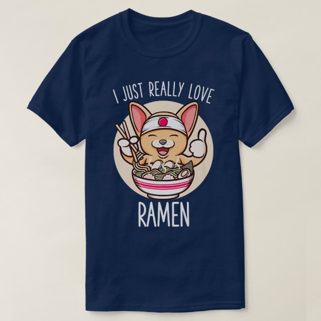 Camiseta Ramen, en verdad amo a Ramen Kawaii Corgi Japane (Diseño del anverso)
