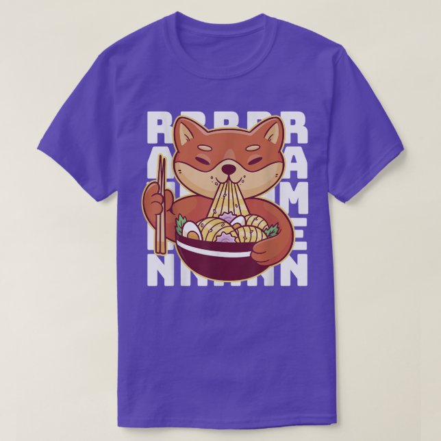 Camiseta Ramen - Fox comiendo fideos de Ramen (Diseño del anverso)