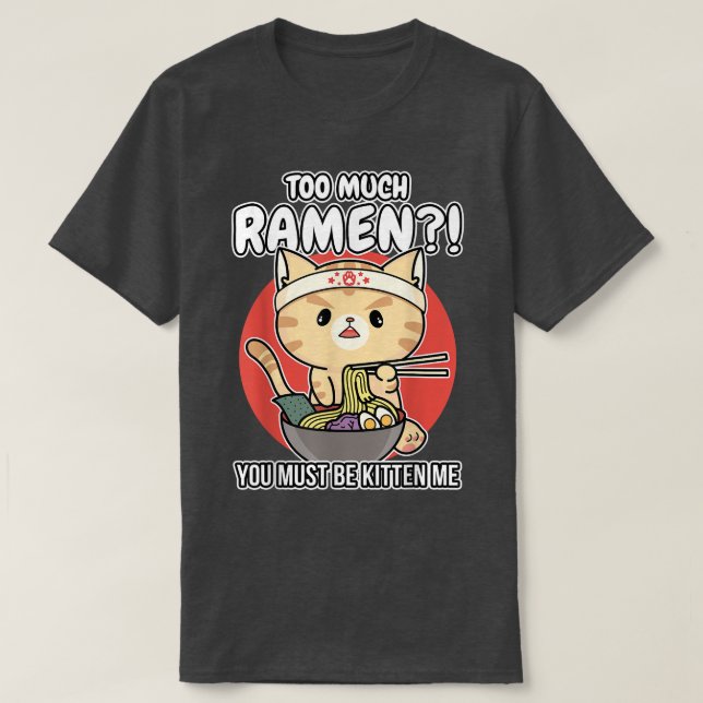 Camiseta Ramen - Gatitos comiendo fideos de Ramen (Diseño del anverso)