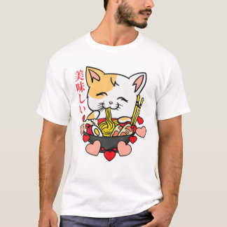 Camiseta Ramen - Gato animado - Manga, cultura japonesa, ar
