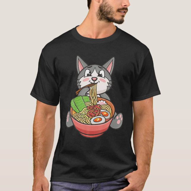 Camiseta Ramen Gats Kawaii Kitten Anime House Gato Idea de  (Anverso)