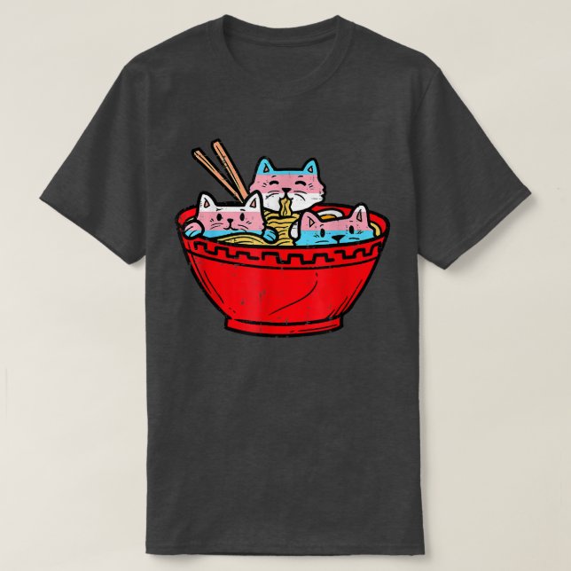 Camiseta Ramen Gats Transgénero Trans Orgullo Bandera Japon (Diseño del anverso)