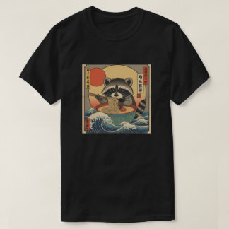 Camiseta Ramen japonés divertido Kawaii bebé mapache Anime