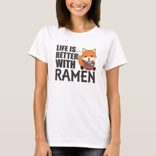 Camiseta Ramen Japonés Noodle Cute Fox come Ramen