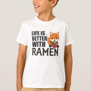 Camiseta Ramen Japonés Noodle Cute Fox come Ramen
