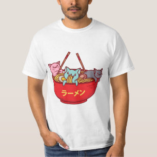 Camiseta Ramen japoneses adorables divertidos del gato del