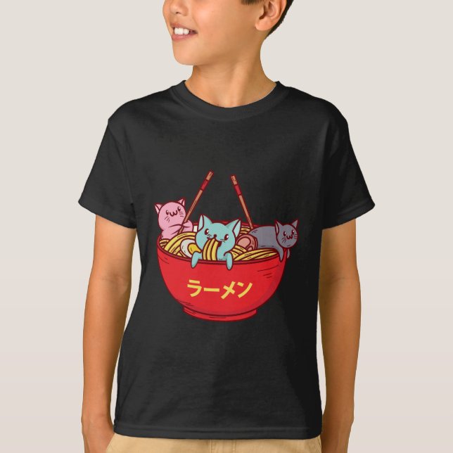 Camiseta Ramen japoneses adorables divertidos del gato del (Anverso)