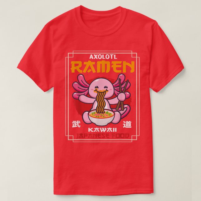 Camiseta Ramen Kawaii Axolotl Comiendo Fideos Comida Japone (Diseño del anverso)
