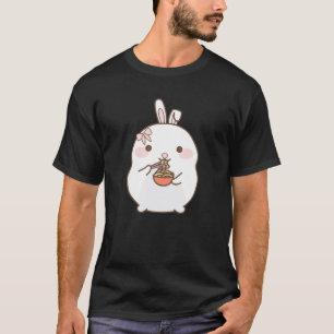 Camiseta Ramen Kawaii Conejo conejo conejo conejo comiendo 