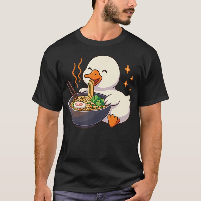 Camiseta Ramen Kawaii de Ganso con Fideos (Anverso)