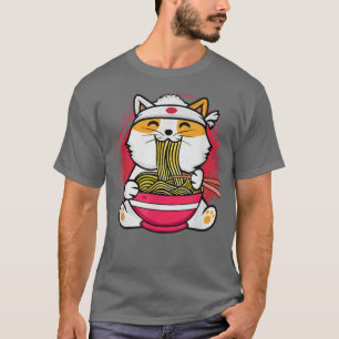 Camiseta Ramen Lover Hombres Japoneses Noodles Kawaii Cat R