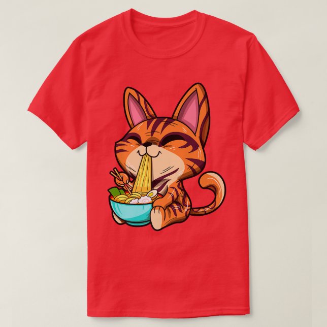 Camiseta Ramen Lover Japanese Noodle Kawaii Bengal Cat Anim (Diseño del anverso)
