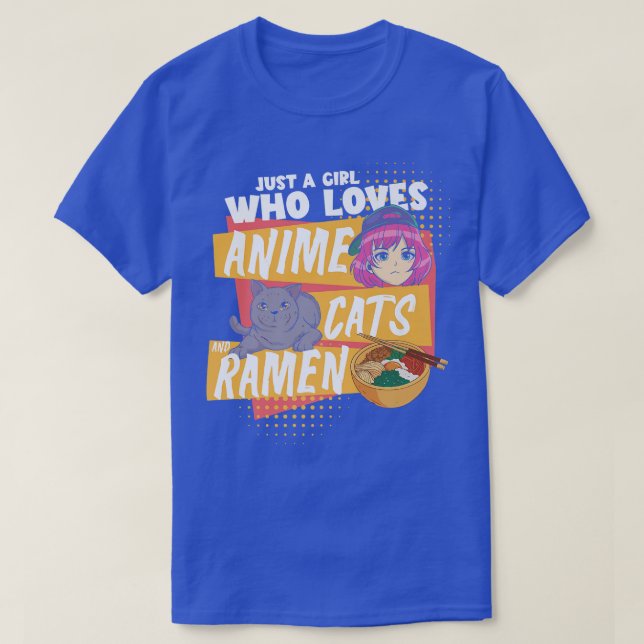 Camiseta Ramen Lover Sólo Un Chica Que Ama Los Gatos De Ani (Diseño del anverso)