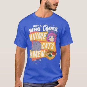 Camiseta Ramen Lover Sólo Un Chica Que Ama Los Gatos De Ani