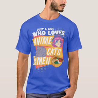 Camiseta Ramen Lover Sólo Un Chica Que Ama Los Gatos De Ani