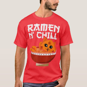 Camiseta Ramen N' Chill Cute Noodles Gatos Ramen Bowl Kawai