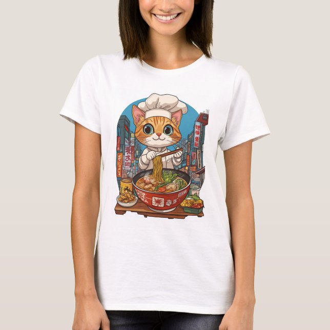 Camiseta Ramen Neko � Gato Chef Divertido Anime Comida (Anverso)