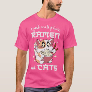 Camiseta Ramen Noodle Bowl Amo al gato japonés Kawaii