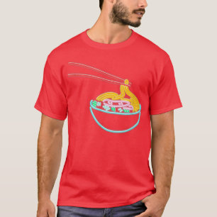 Camiseta Ramen Noodle Bowl Chopstick Retro