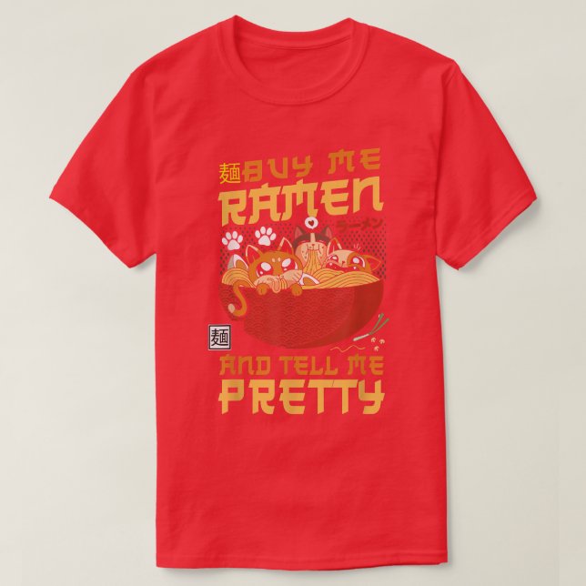 Camiseta Ramen Noodle Bowl Love Japanese Kawaii Cat Buy Me (Diseño del anverso)