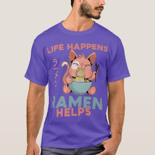 Camiseta Ramen Noodle Bowl Love Japanese Kawaii Cat Life Ha