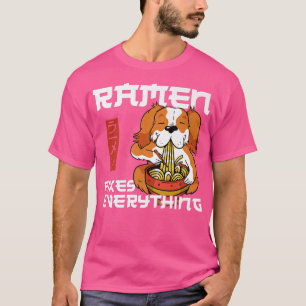 Camiseta Ramen Noodle Bowl Love Japanese Kawaii Dog Ramen F