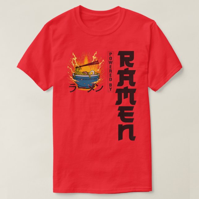 Camiseta Ramen Noodle Bowl Love Japanese Kawaii Powered By (Diseño del anverso)