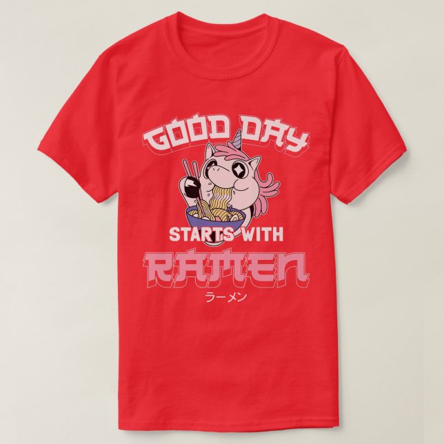 Camiseta Ramen Noodle Bowl Love Japanese Kawaii Unicorn Goo (Diseño del anverso)