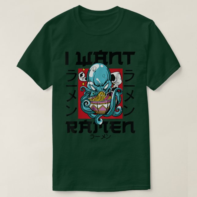 Camiseta Ramen Noodle Bowl Love japonés Kawaii Octopus I W (Diseño del anverso)
