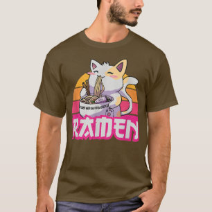 Camiseta Ramen Noodle Cute Cat Anime Tee Funny Sou Japonés