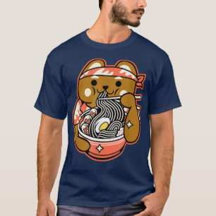 Camiseta Ramen Noodles Anime Kawaii lindo oso japonés