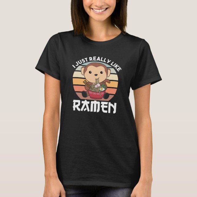 Camiseta Ramen Noodles Japoneses Dulce Mono come Ramen (Anverso)